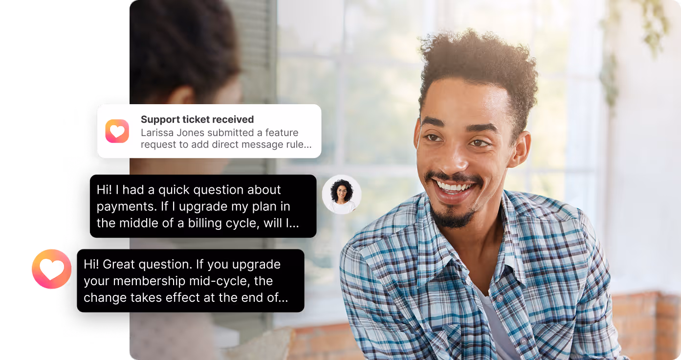 A Heartbeat member chatting with the support team about a billing question